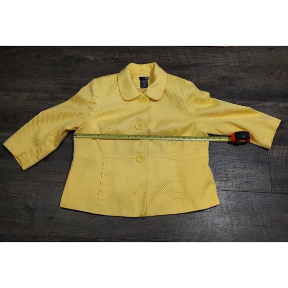 Jacket East 5th Women Yellow Cotton Blazer 18W Summertime 3/4 Sleeves - Picture 7 of 14